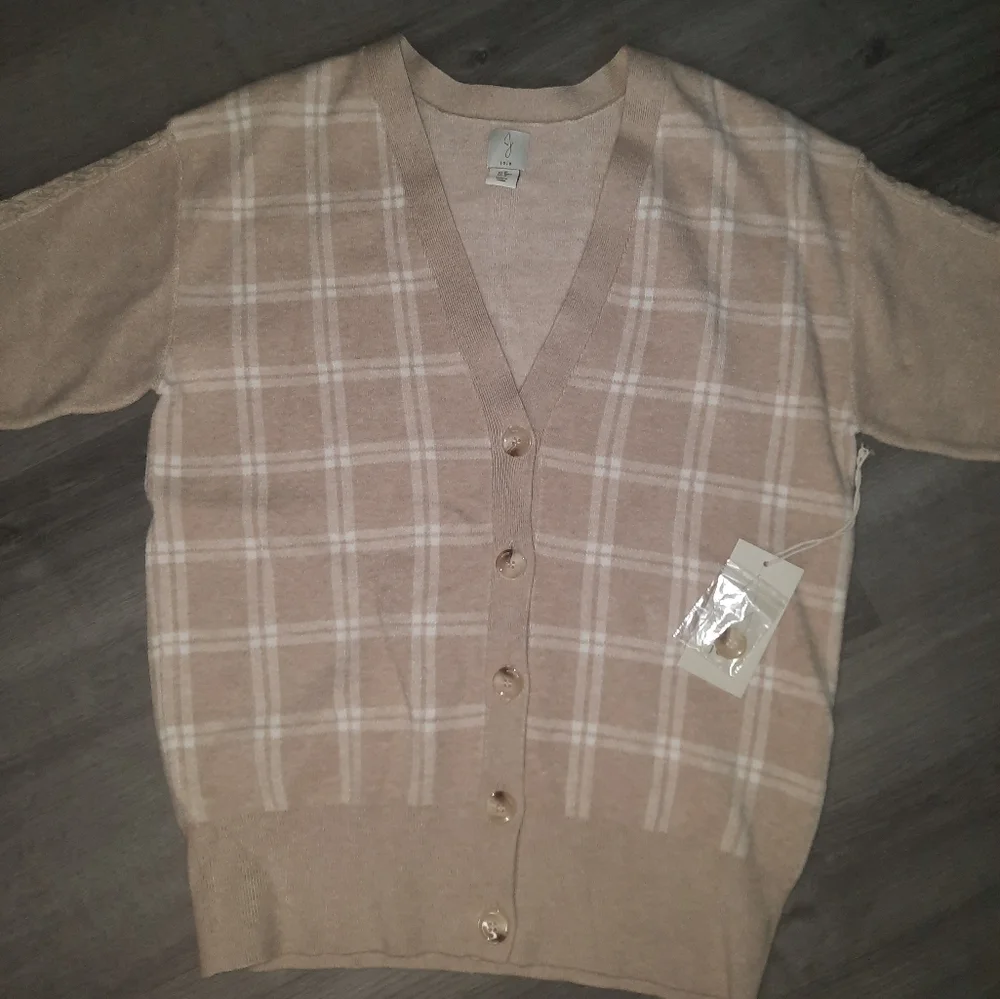 NWT Joie Button Up Checkered Print Sweater